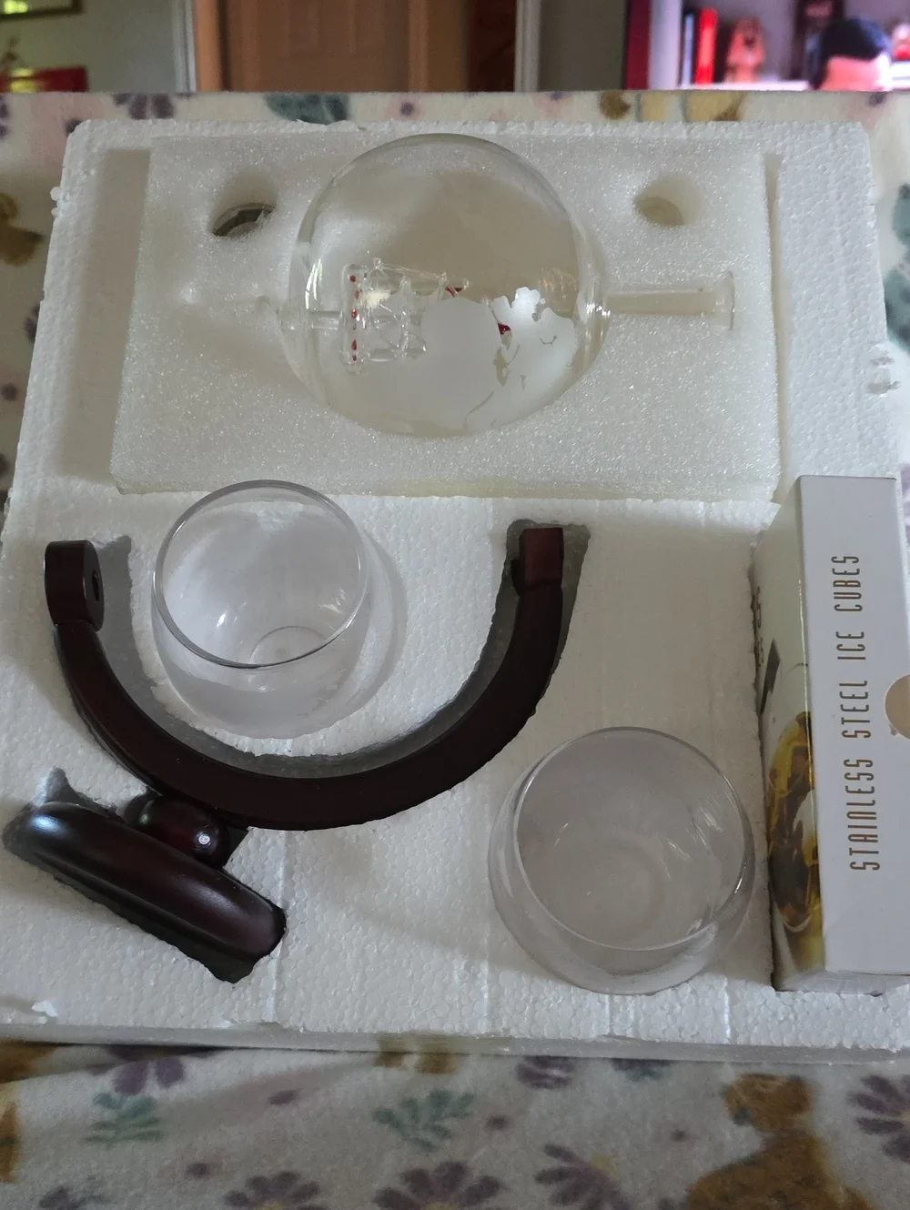 Brown Glass Globe and Double Tumbler Drink Set